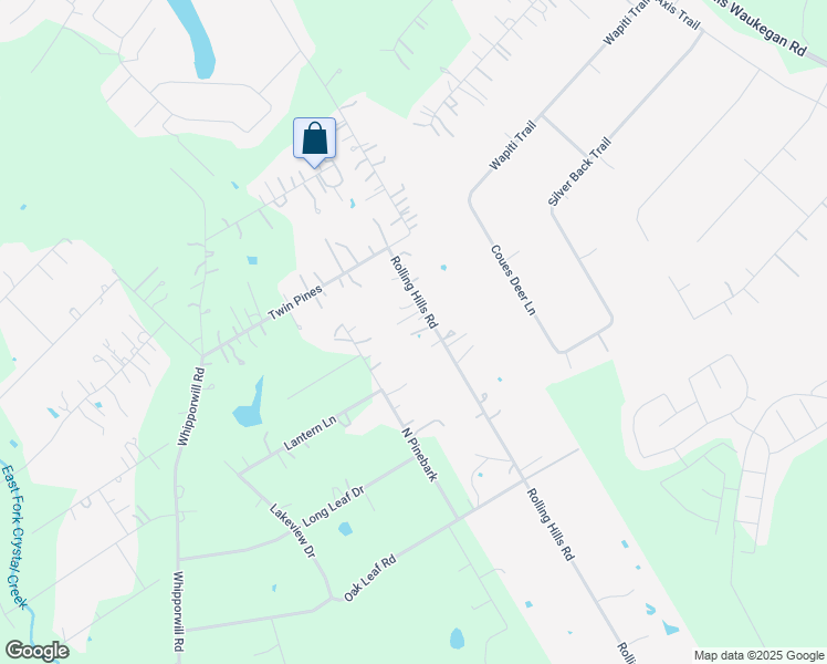 map of restaurants, bars, coffee shops, grocery stores, and more near 4555 Rolling Hills Road in Conroe