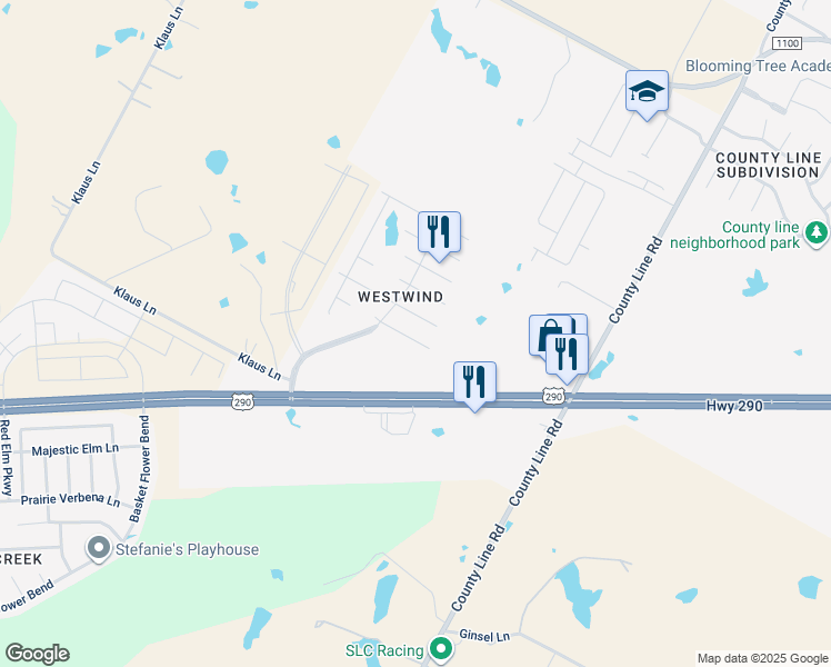 map of restaurants, bars, coffee shops, grocery stores, and more near 18428 Sun Haven Cove in Elgin