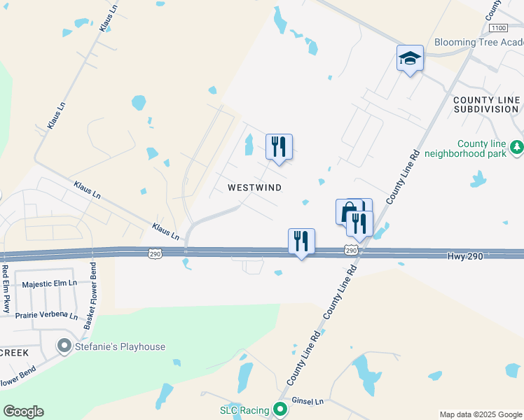 map of restaurants, bars, coffee shops, grocery stores, and more near 18440 Sun Haven Cove in Elgin