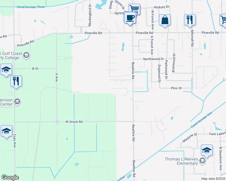 map of restaurants, bars, coffee shops, grocery stores, and more near 5013 Live Oak Drive in Long Beach