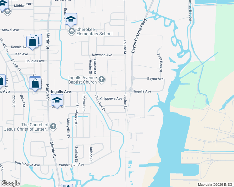 map of restaurants, bars, coffee shops, grocery stores, and more near 4702-4706 Chippewa Ave in Pascagoula