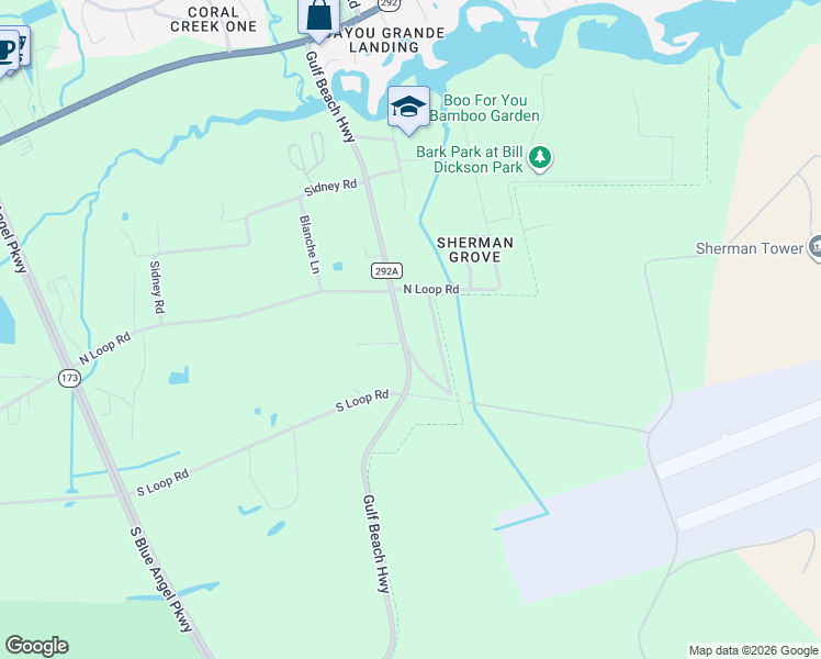 map of restaurants, bars, coffee shops, grocery stores, and more near 9441 Gulf Beach Highway in Pensacola