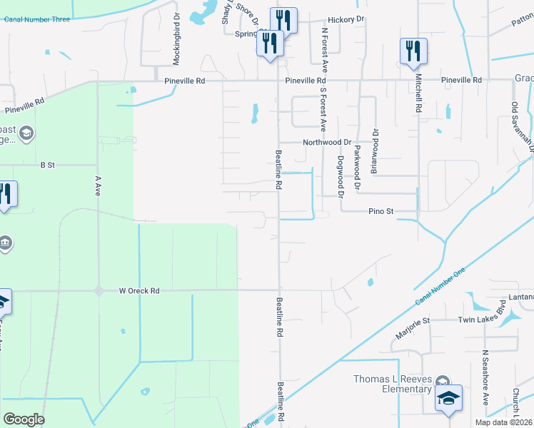 map of restaurants, bars, coffee shops, grocery stores, and more near 5002 Live Oak Drive in Long Beach