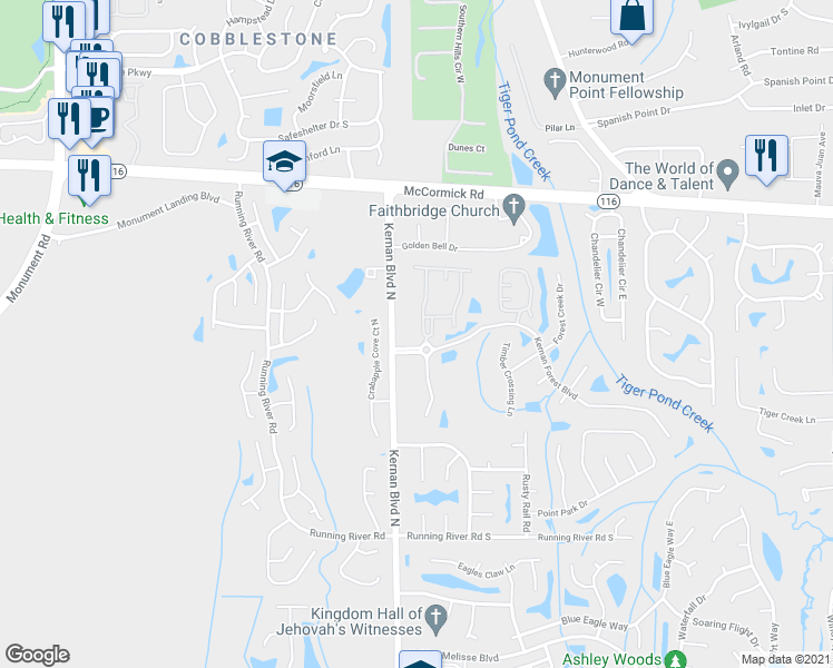map of restaurants, bars, coffee shops, grocery stores, and more near 1674 Hammock Grove Lane in Jacksonville