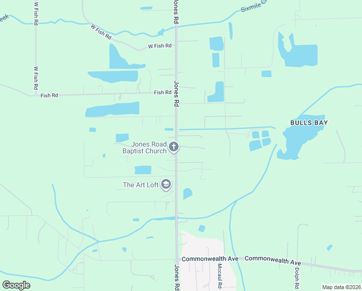 map of restaurants, bars, coffee shops, grocery stores, and more near 2607 Jones Road in Jacksonville