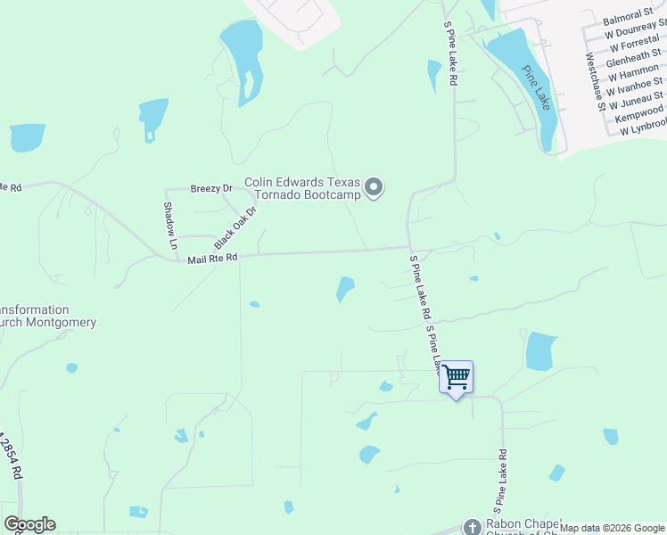 map of restaurants, bars, coffee shops, grocery stores, and more near 17819 Mail Route Road in Montgomery
