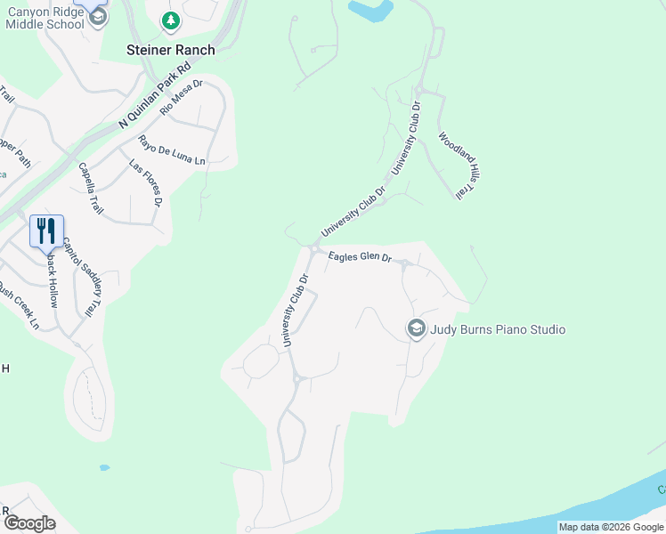 map of restaurants, bars, coffee shops, grocery stores, and more near 11908 Eagles Glen Drive in Austin