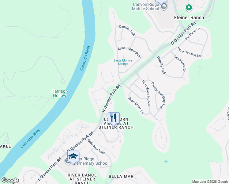map of restaurants, bars, coffee shops, grocery stores, and more near 12905 Arbor Lake Cove in Austin