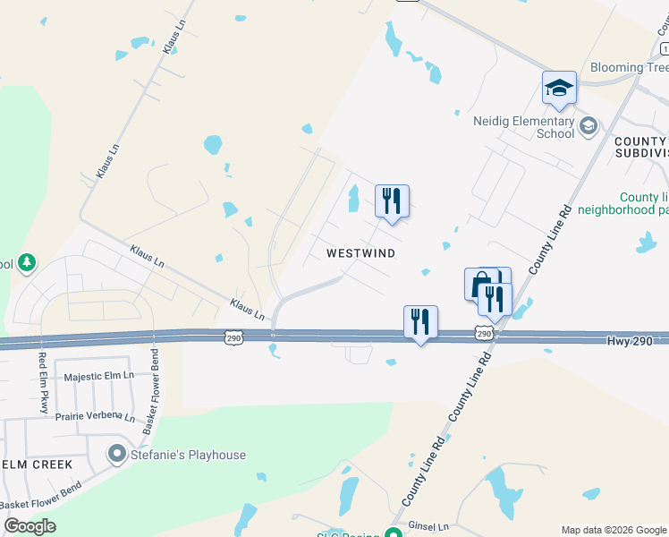 map of restaurants, bars, coffee shops, grocery stores, and more near 13552 Western Sky Boulevard in Elgin