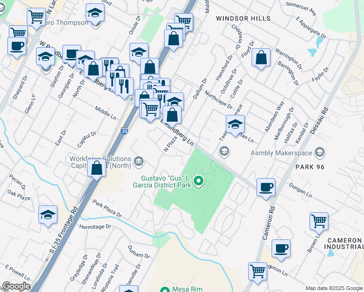 map of restaurants, bars, coffee shops, grocery stores, and more near in Austin