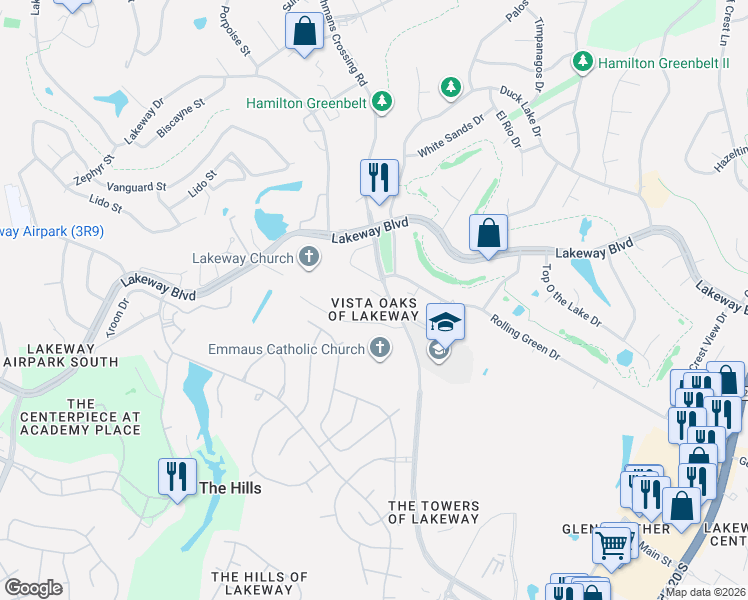 map of restaurants, bars, coffee shops, grocery stores, and more near 1604 Lohmans Crossing Road in Austin