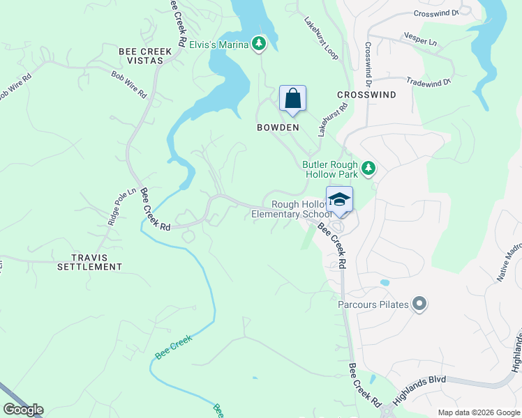 map of restaurants, bars, coffee shops, grocery stores, and more near 4166 Bee Creek Road in Spicewood