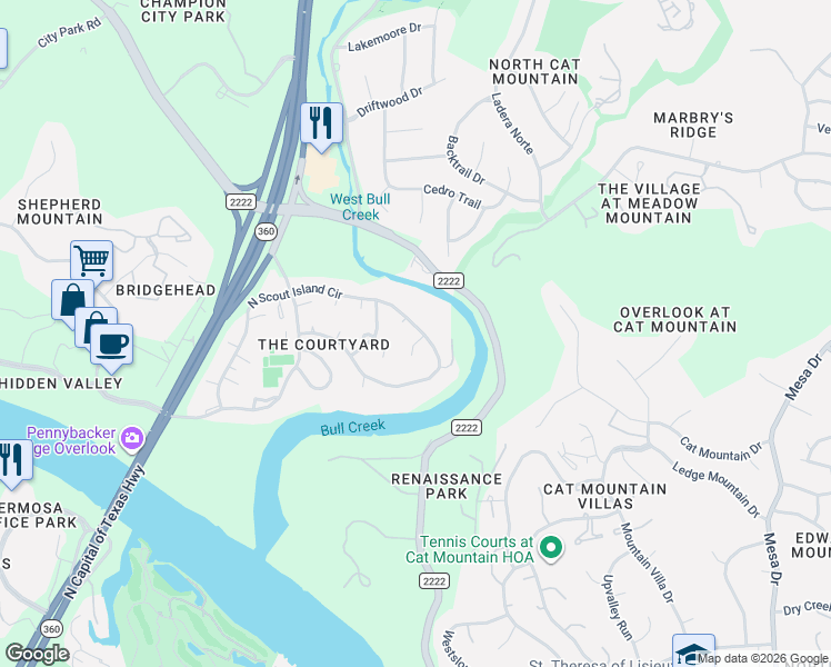 map of restaurants, bars, coffee shops, grocery stores, and more near 5914 Inter Council Cove in Austin