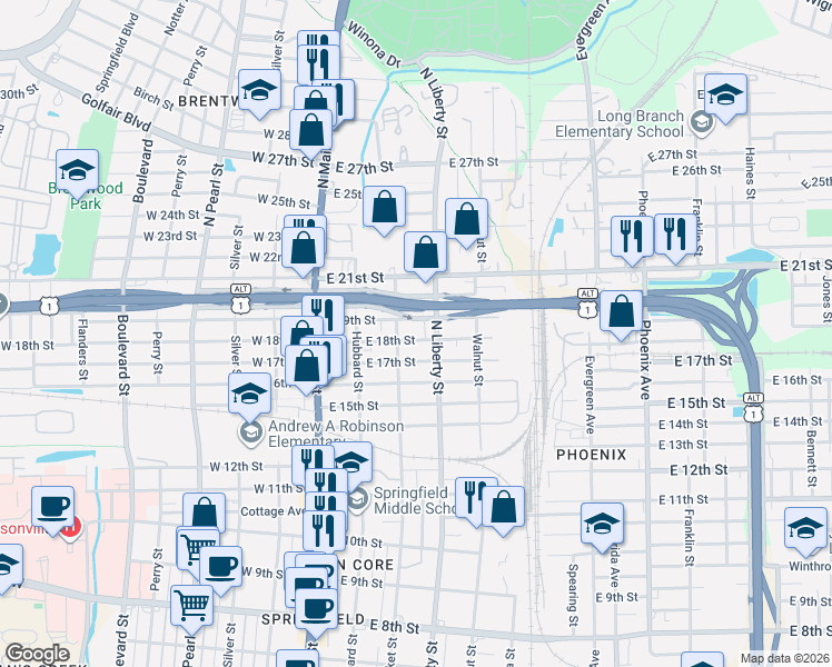 map of restaurants, bars, coffee shops, grocery stores, and more near 232 East 19th Street in Jacksonville