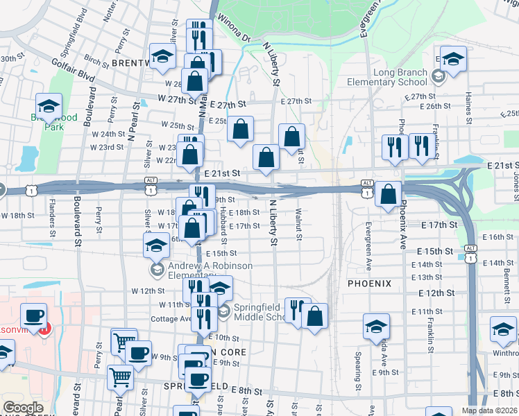 map of restaurants, bars, coffee shops, grocery stores, and more near 232 East 19th Street in Jacksonville