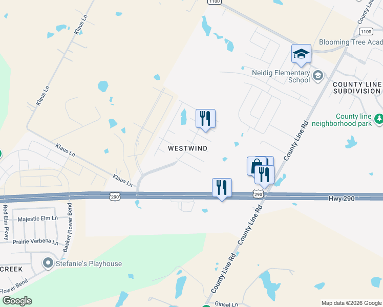 map of restaurants, bars, coffee shops, grocery stores, and more near 18417 Wind Tree Lane in Elgin