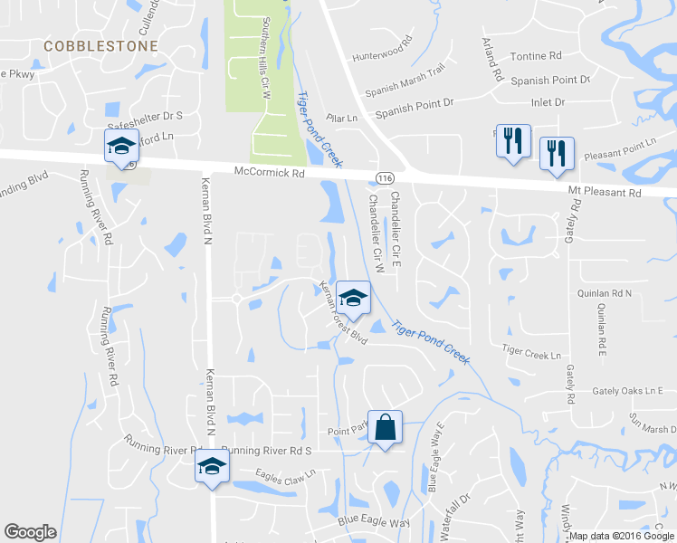 map of restaurants, bars, coffee shops, grocery stores, and more near 1752 Forest Creek Drive in Jacksonville