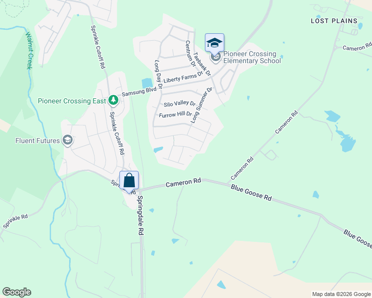 map of restaurants, bars, coffee shops, grocery stores, and more near 10629 Menominee Falls Lane in Austin