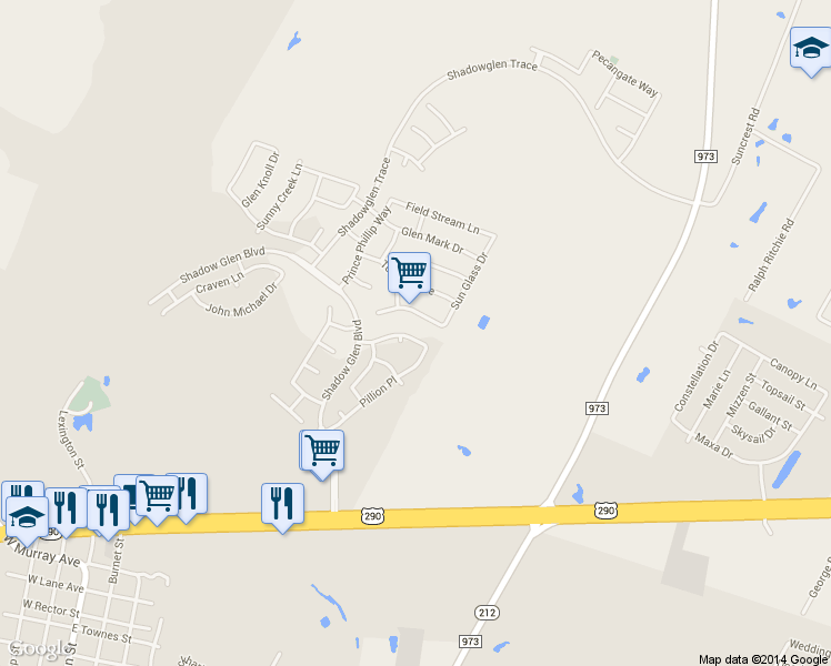 map of restaurants, bars, coffee shops, grocery stores, and more near 13737 Shady Ridge Lane in Manor