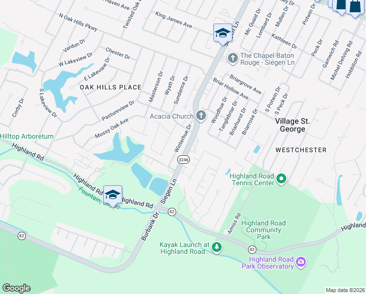 map of restaurants, bars, coffee shops, grocery stores, and more near 10243 Winterhue Drive in Baton Rouge