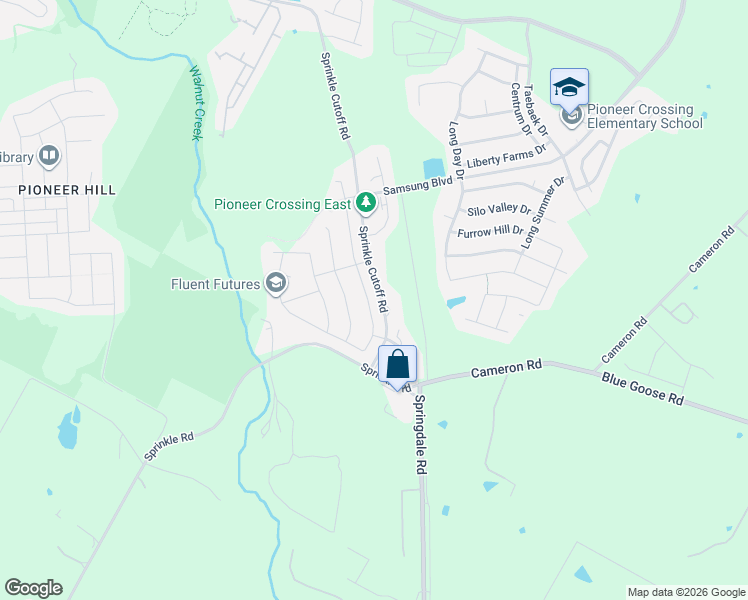 map of restaurants, bars, coffee shops, grocery stores, and more near 106 Sprinkle Cutoff Road in Austin