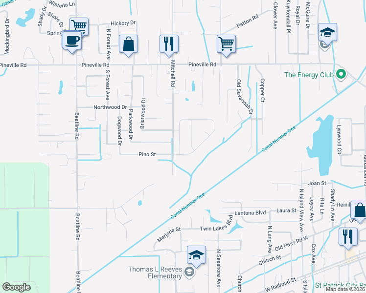map of restaurants, bars, coffee shops, grocery stores, and more near in Long Beach