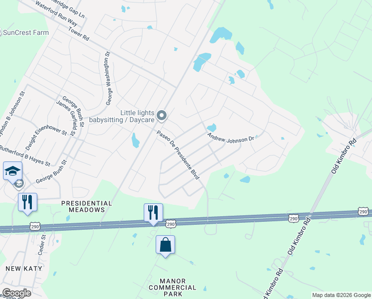 map of restaurants, bars, coffee shops, grocery stores, and more near 13700 Nelson Houser Street in Manor