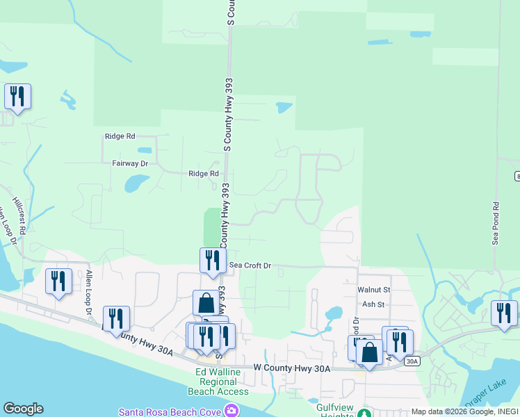 map of restaurants, bars, coffee shops, grocery stores, and more near 14 Cherry Laurel Drive in Santa Rosa Beach