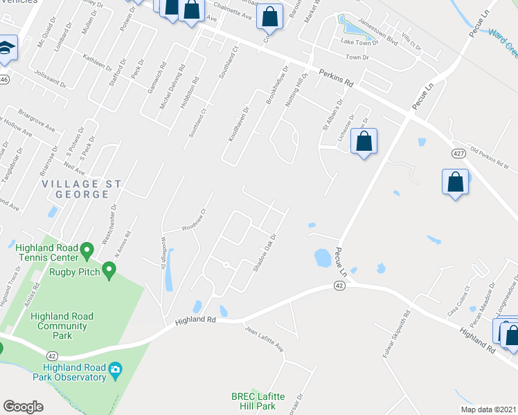 map of restaurants, bars, coffee shops, grocery stores, and more near 14624 Cottage Oak Avenue in Baton Rouge