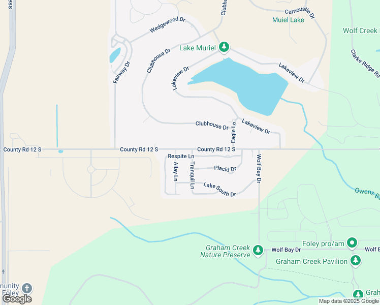 map of restaurants, bars, coffee shops, grocery stores, and more near 22608 Respite Lane in Foley