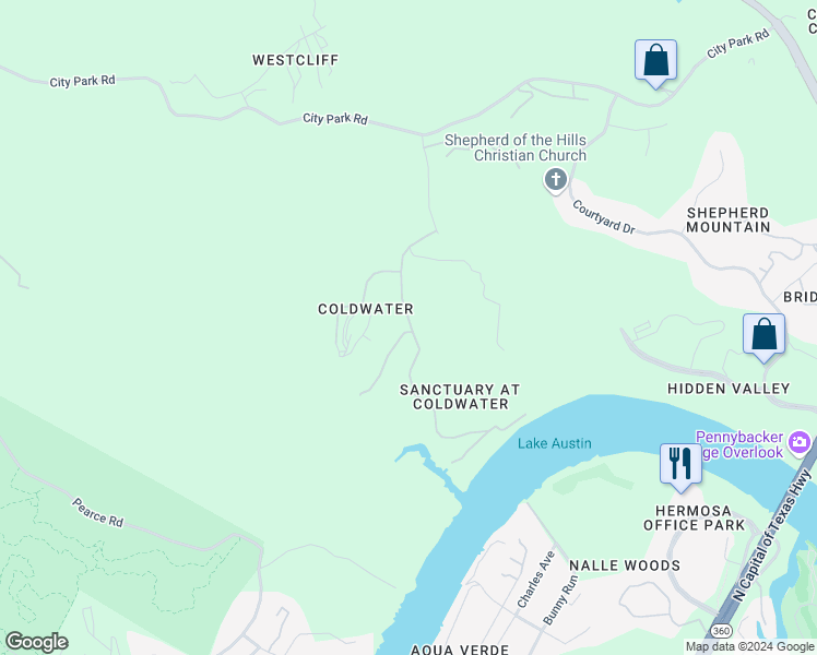 map of restaurants, bars, coffee shops, grocery stores, and more near 7362 Coldwater Canyon Drive in Austin