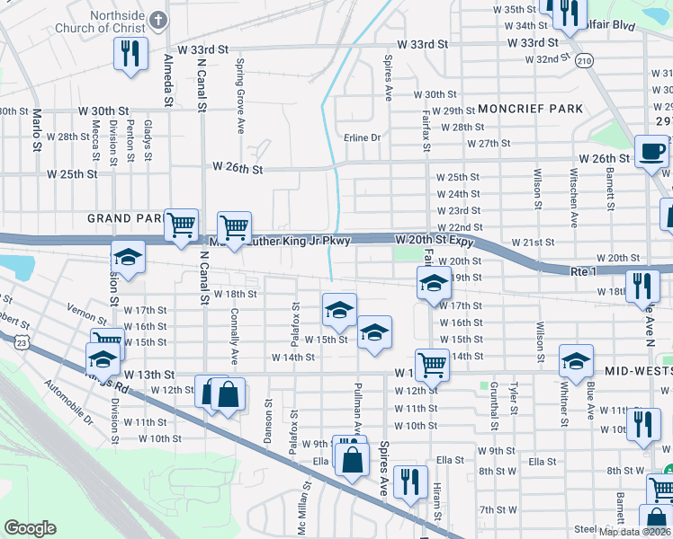map of restaurants, bars, coffee shops, grocery stores, and more near 1994 West 20th Street in Jacksonville