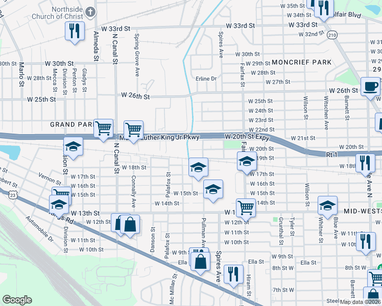 map of restaurants, bars, coffee shops, grocery stores, and more near 1994 West 20th Street in Jacksonville
