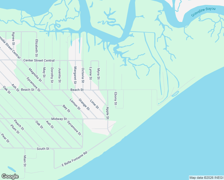 map of restaurants, bars, coffee shops, grocery stores, and more near 4888 Beach Street in Ocean Springs
