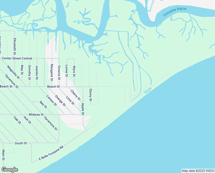 map of restaurants, bars, coffee shops, grocery stores, and more near 4803 Beach Street in Ocean Springs