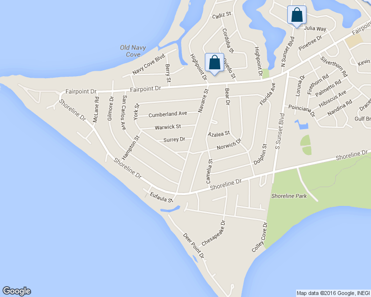 map of restaurants, bars, coffee shops, grocery stores, and more near 305 Navarre Street in Gulf Breeze