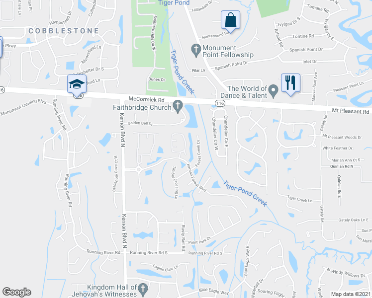 map of restaurants, bars, coffee shops, grocery stores, and more near 1702 Forest Lake Circle East in Jacksonville