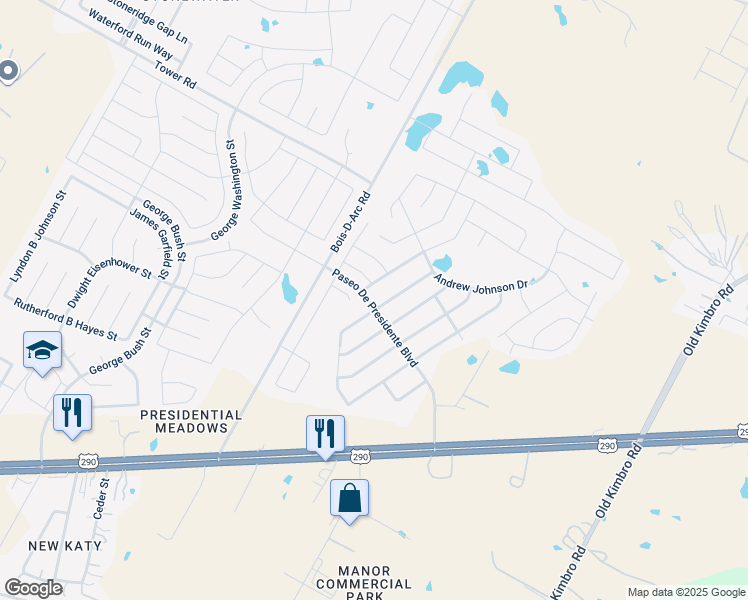 map of restaurants, bars, coffee shops, grocery stores, and more near 13700 Nelson Houser Street in Manor