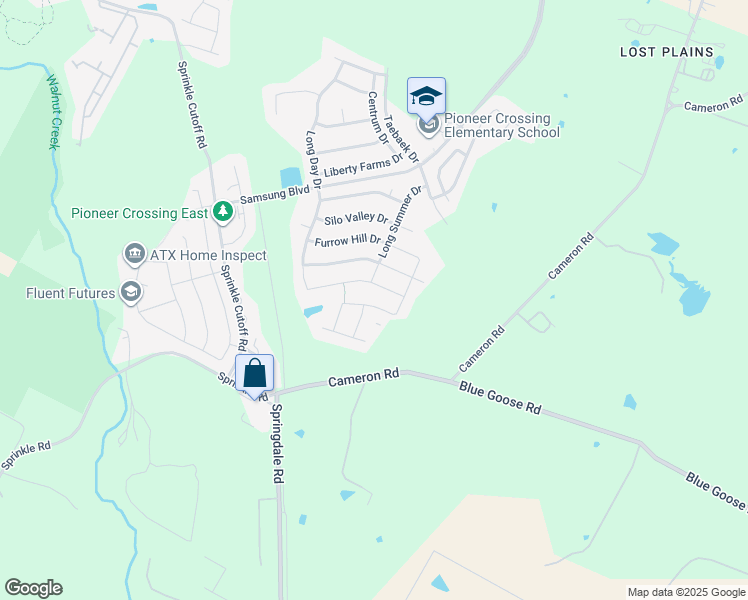 map of restaurants, bars, coffee shops, grocery stores, and more near 10629 Menominee Falls Lane in Austin