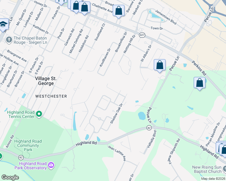 map of restaurants, bars, coffee shops, grocery stores, and more near 14624 Cottage Oak Avenue in Baton Rouge