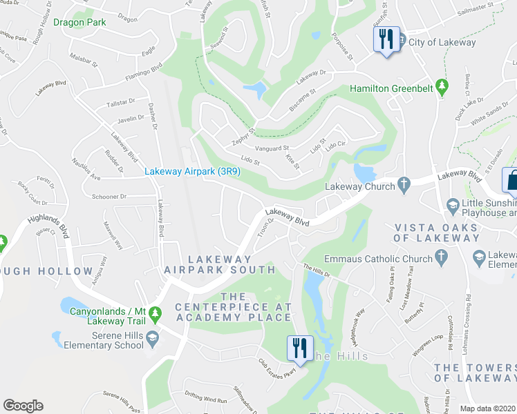 map of restaurants, bars, coffee shops, grocery stores, and more near 309 Champion Drive in Austin