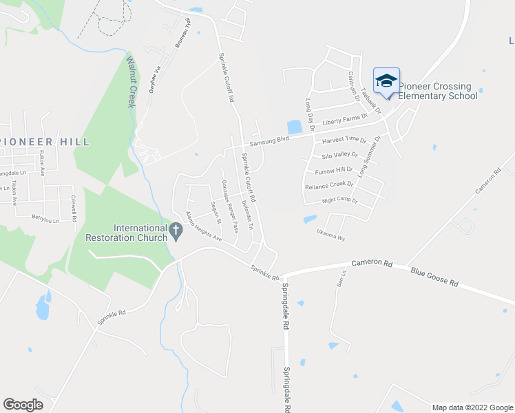 map of restaurants, bars, coffee shops, grocery stores, and more near 10800 Sprinkle Cutoff Road in Austin