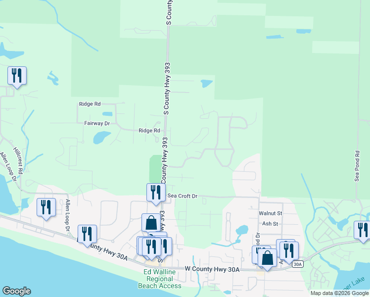 map of restaurants, bars, coffee shops, grocery stores, and more near 38 Cherry Laurel Drive in Santa Rosa Beach