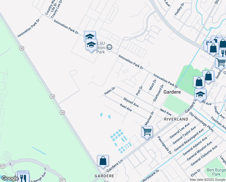 map of restaurants, bars, coffee shops, grocery stores, and more near 8034 Skysail Avenue in Baton Rouge