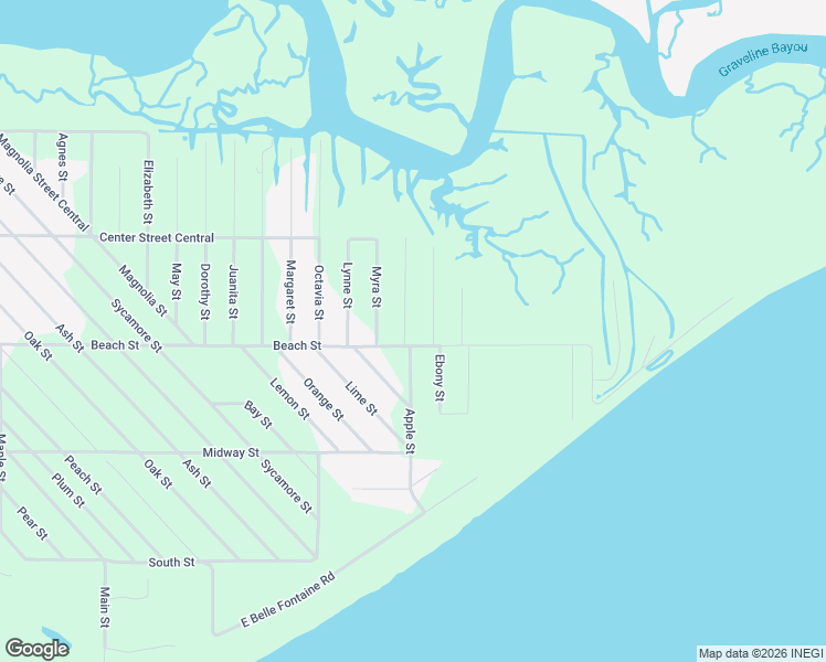 map of restaurants, bars, coffee shops, grocery stores, and more near 4888 Beach Street in Ocean Springs