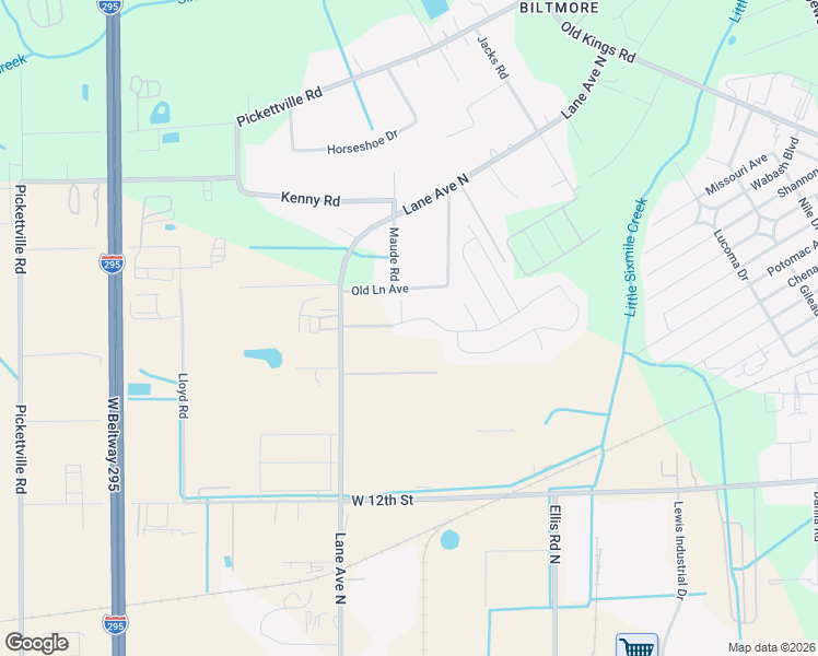 map of restaurants, bars, coffee shops, grocery stores, and more near 2517 Lane Avenue North in Jacksonville