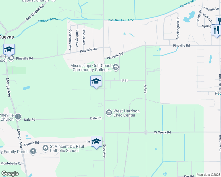 map of restaurants, bars, coffee shops, grocery stores, and more near 5001 J E L Drive in Long Beach