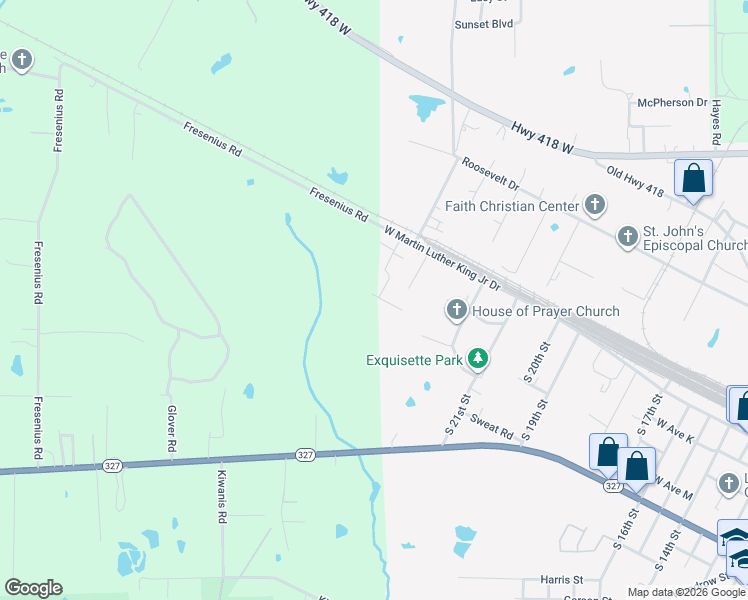 map of restaurants, bars, coffee shops, grocery stores, and more near 2500 West Martin Luther King Junior Drive in Silsbee