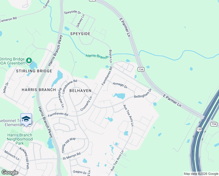 map of restaurants, bars, coffee shops, grocery stores, and more near 11925 Reedsport Trail in Austin