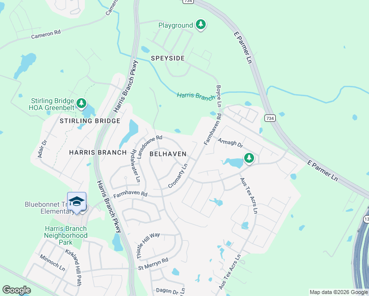 map of restaurants, bars, coffee shops, grocery stores, and more near 11920 Lansdowne Road in Austin